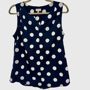 Pixley Navy Polka Dot Sleeveless Blouse Classic Retro Office Workwear Top Small